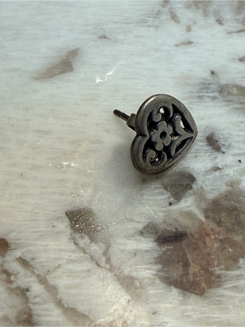 James Avery Silver Heart Floral Stud Earring